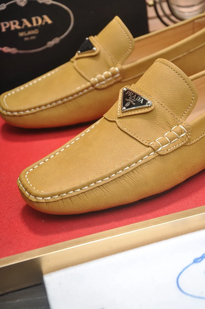 Men's Men's Shoes💰420💶【PRADA】 (High-end Niuli) New 🍀PRADA - Prada Doudou Shoes! Made of imported original cowhide, the inner top layer is comfortable cowhide lining! Original wear-resistant rubber outsole! High quality products! Code number 38-45 (45 customized)